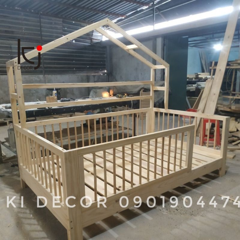 -  Giường cũi bằng gỗ cao cấp cho bé, giường công chúa, giường hình ngôi nhà
