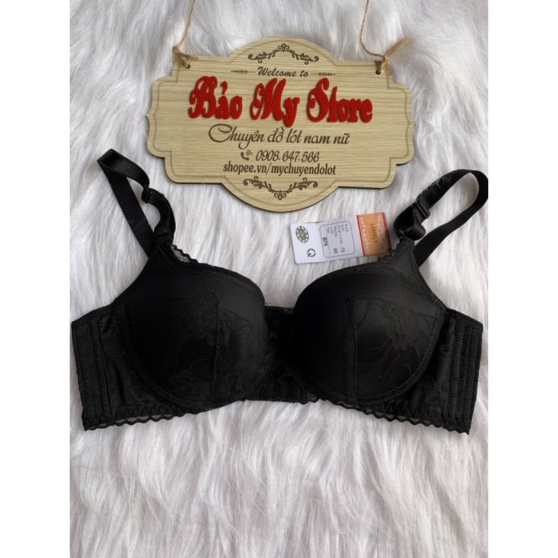 Áo Lót Ren Lovely Mút Kép Mỏng Bảng Lưng To 4 Móc Cài Size