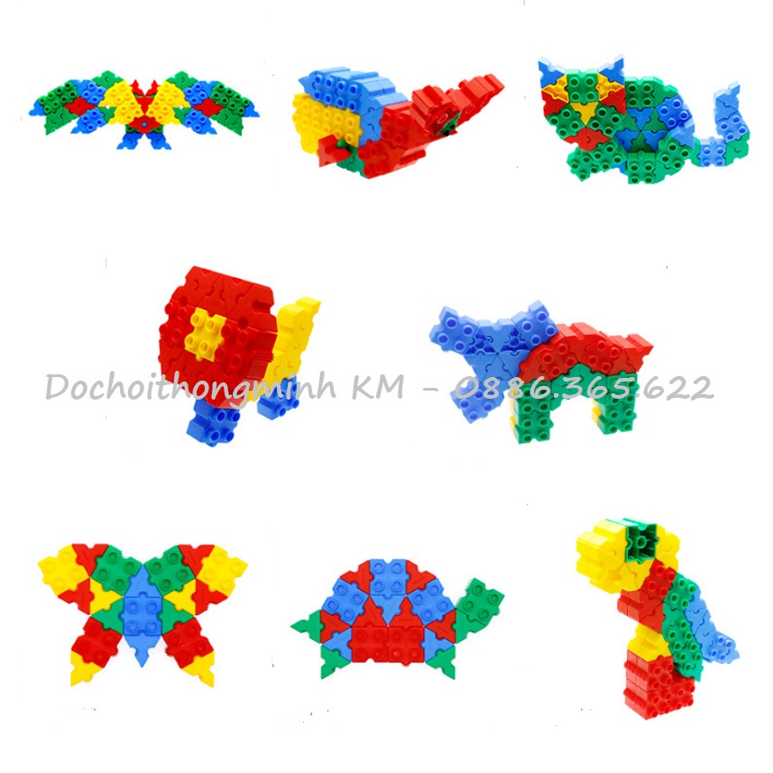 T16 - Túi Lego hình khối vuông, tam giác, đường vát cong xếp hình thú vị