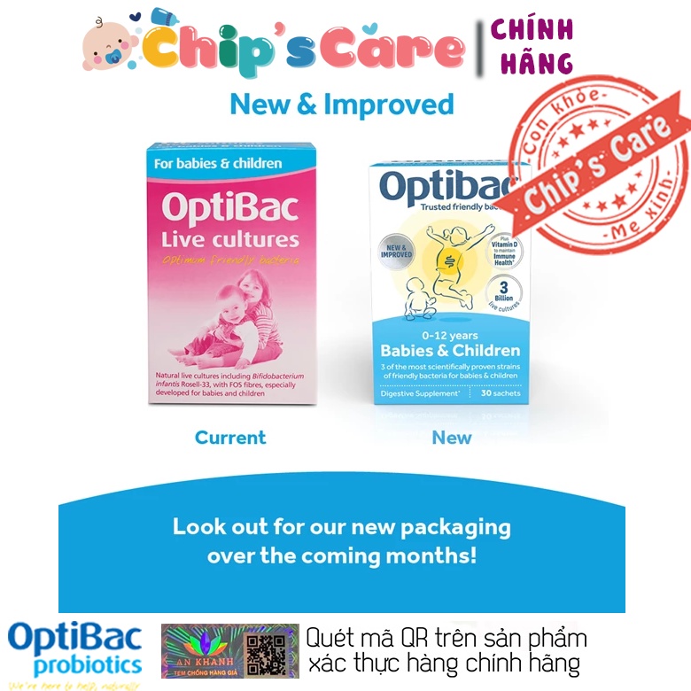 Men vi sinh Optibac Hồng for your babies & children cho trẻ từ sơ sinh