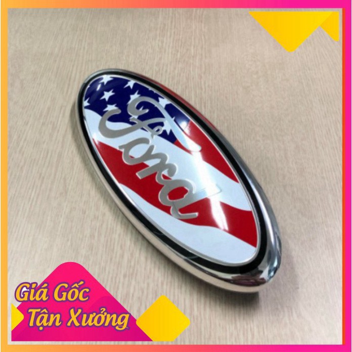 Logo biểu tượng truớc xe FORD Kích thước 23cm*9cm: Mầu Đen, Xanh và Lá Cờ Mỹ MD