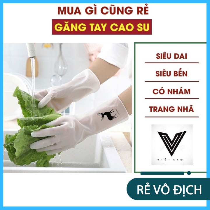 Găng Tay Cao Su Siêu Dai Hình Hươu, Găng Tay Rửa Bát, Dọn Nhà Đa Năng