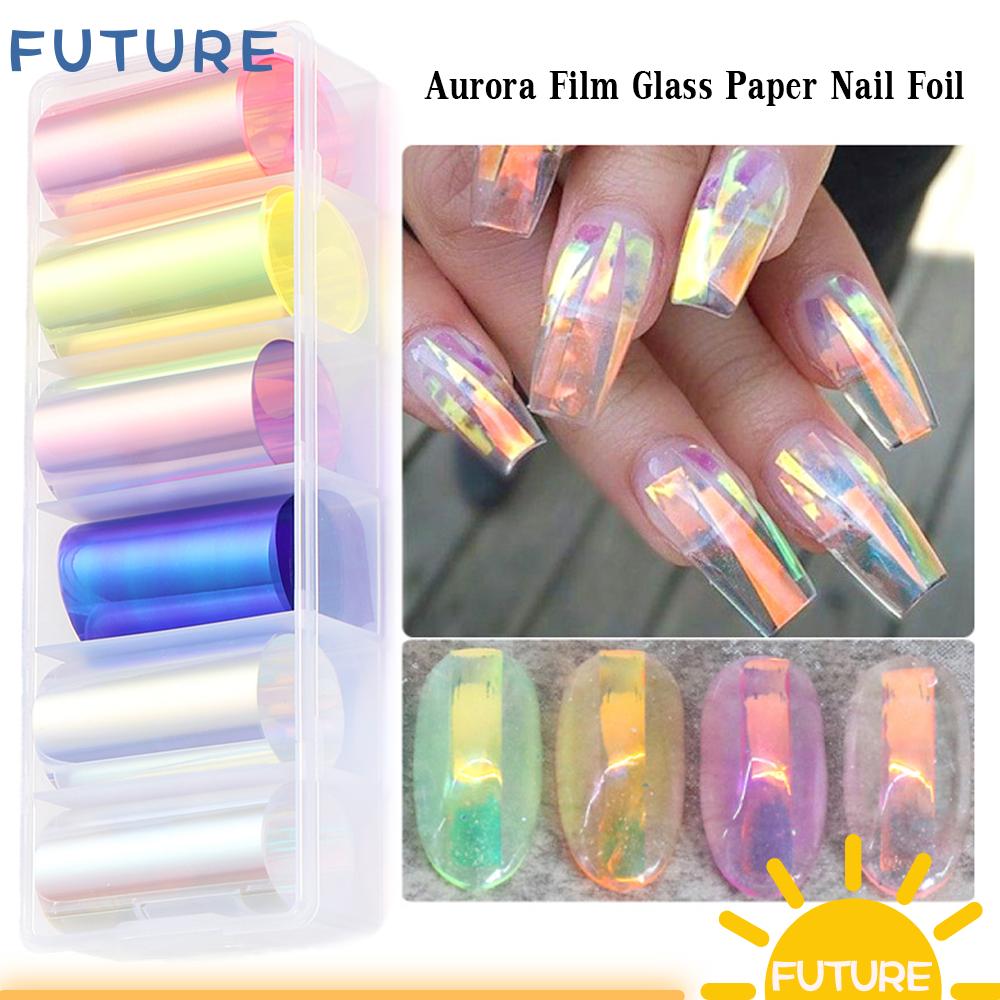 Miếng Dán Trang Trí Móng Tay Mặt Kính Màu Holographic DIY