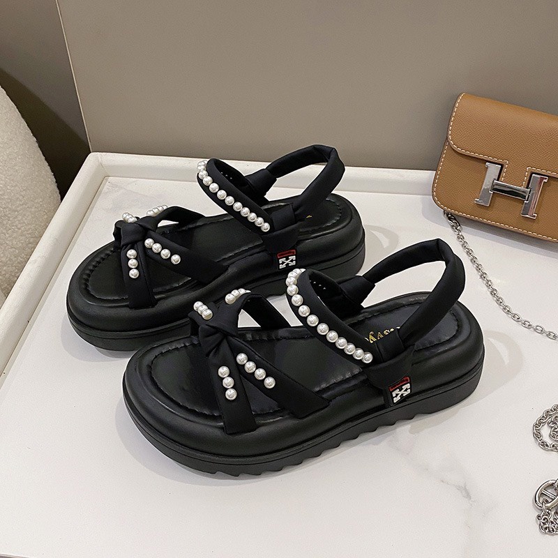 XẢ KHO (S129) Sandal nữ quai ngọc đế bánh mì 4 phân (Mã 611)