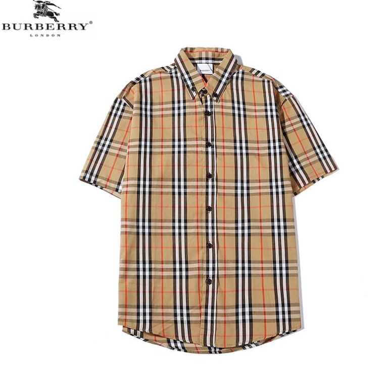Burberry Áo Sơ Mi cotton Ngắn Tay In Họa Tiết Thời Trang Mùa Hè Cho Nam Nữ
