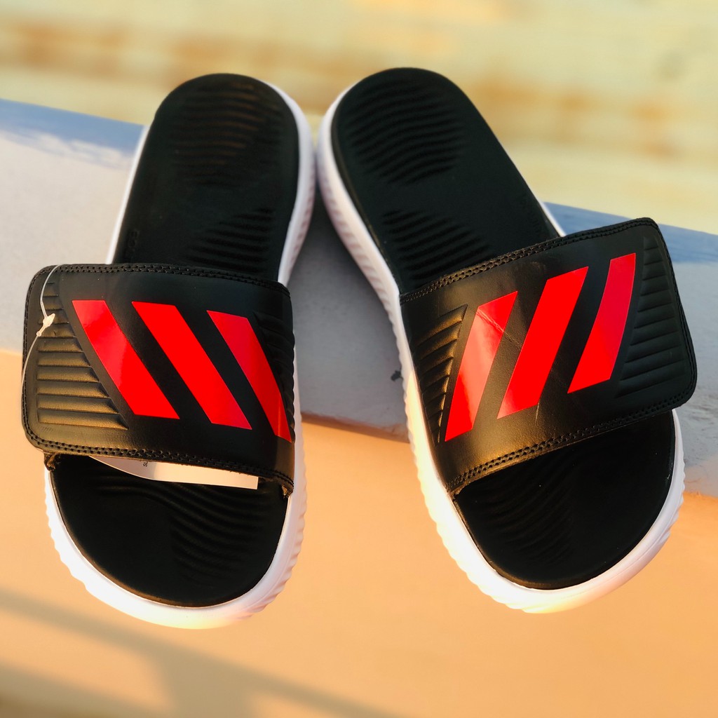 Dép Alphabounce adidas ♥️FREESHIP +hộp♥️ quai ngang nam màu đen 3 sọc đỏ chất xịn 1-1