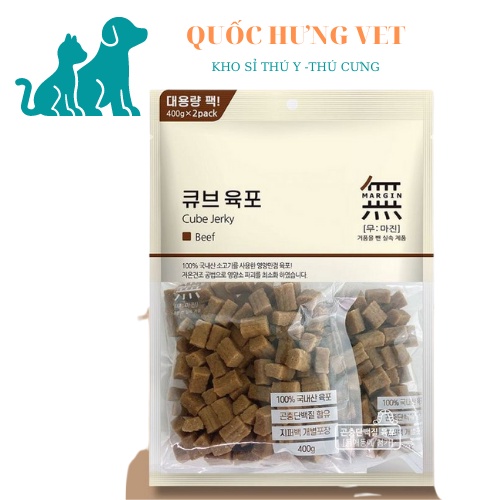 Viên Thịt Bò, Gà & Cá Hồi Bowwow Cube Jerky Snack Cho Chó 5 viên- quốc hưng vet