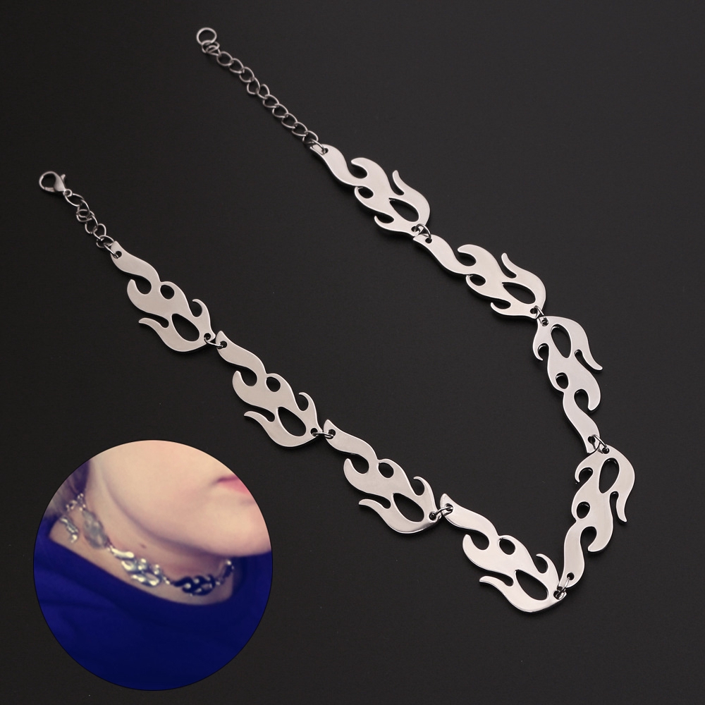 KAREN Punk New Women Men Streetwear Jewelry Trending Fire Flame Necklace