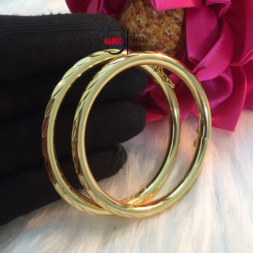 Lắc Tay Vàng Nữ, Vòng Tay Vàng Khía Xi Mạ Vàng L128 NaMoo Jewelry (1 chiếc)