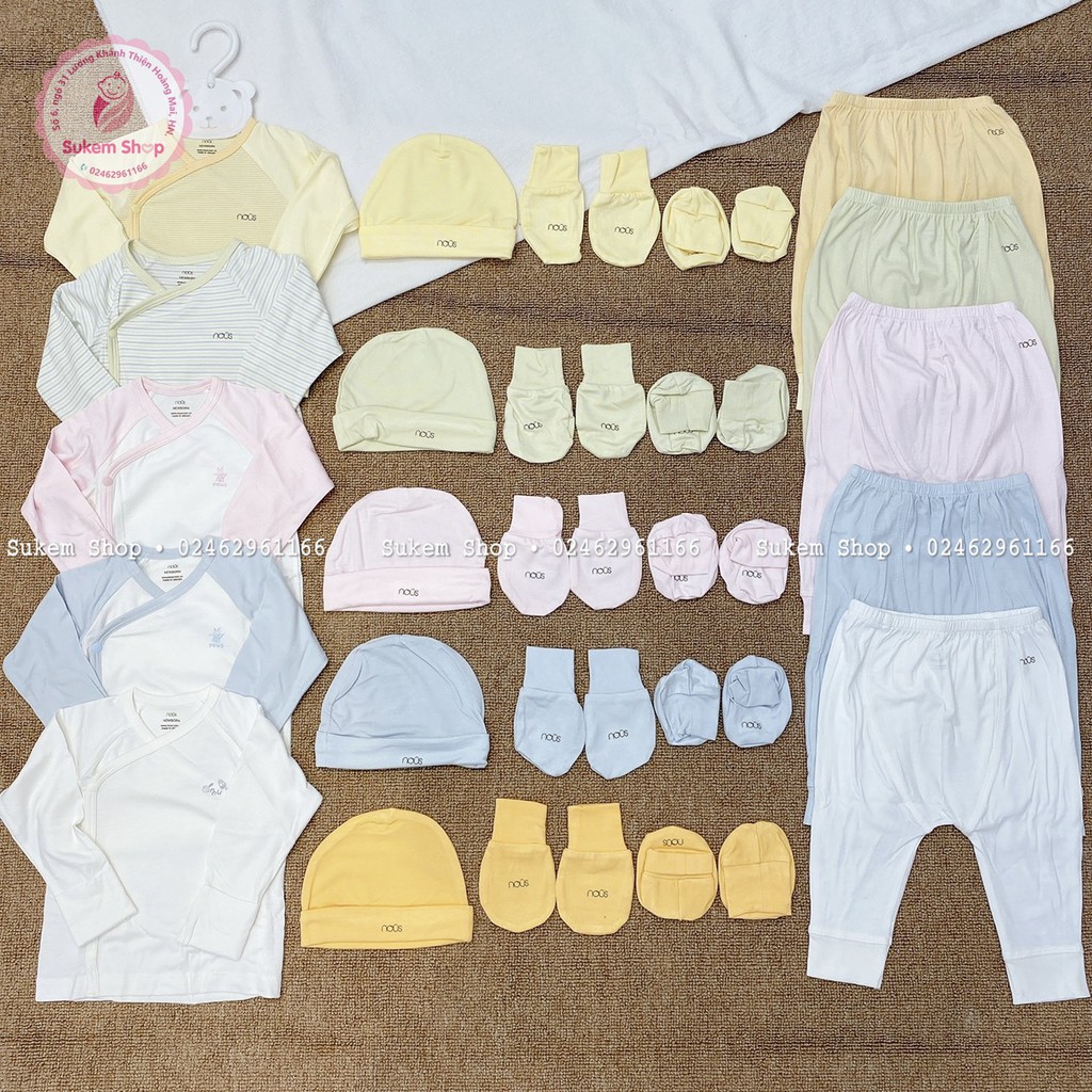 [NOUS] Bộ Cài Lệch Dài Tay Sơ Sinh Nous Chất Đẹp Cho Bé 3-6kg