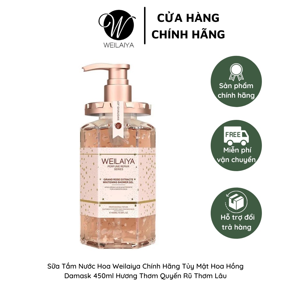 Sữa tắm nước Hoa Weilaiya chính hãng tủy mật hoa hồng Damask 450ml hương thơm quyến rũ dài lâu - W15