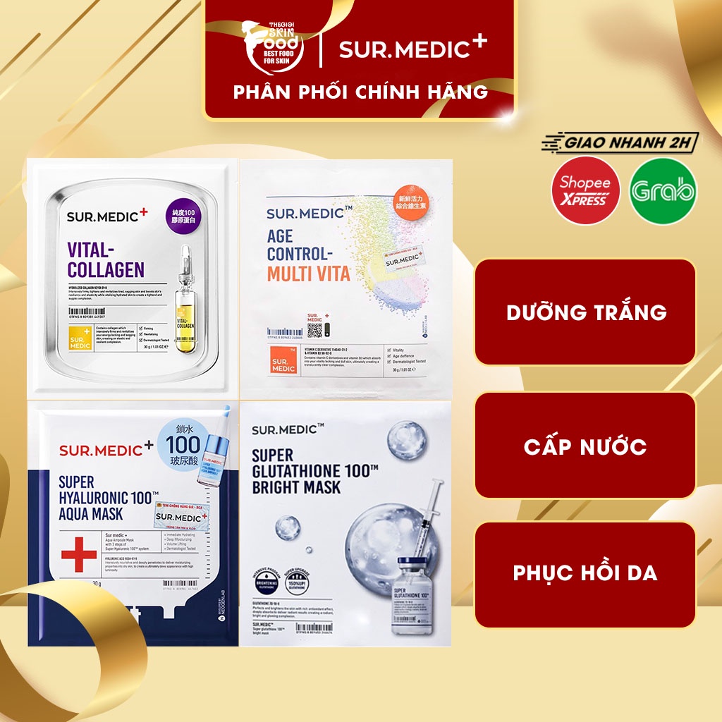 Mặt nạ dưỡng trắng chuyên sâu Hàn Quốc Sur.Medic+ Bright Glutathione Mask 30g