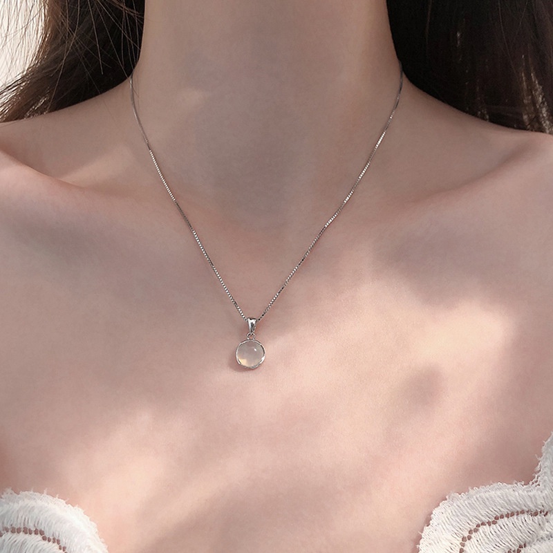 Dây Chuyền Mặt Tròn Nhỏ Màu Trắng Thời Trang Cho Nữ