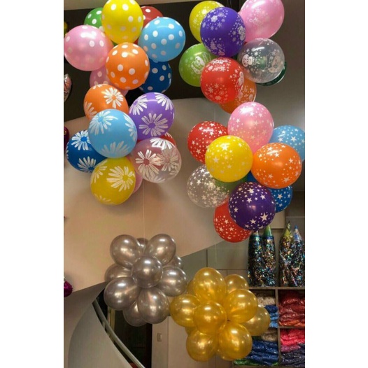 Set 50 Bong bóng in 5 mặt cao su siêu dày in hoạ tiết trang trí sinh nhật, trang trí tiệc gia đình