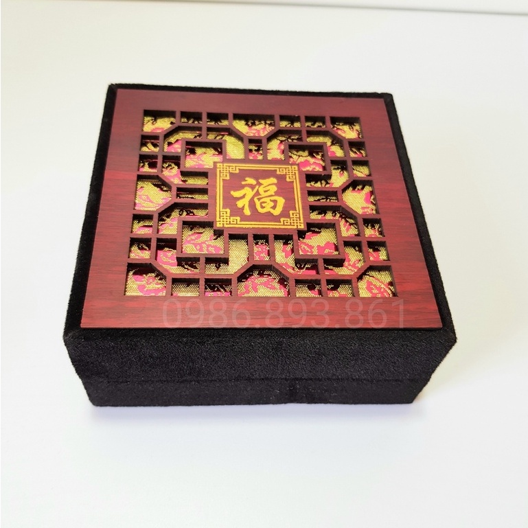 Hộp Đựng Vòng ,hộp gỗ nhung đựng trầm hương, đá quý,trang sức phong thủy.10*10*4cm