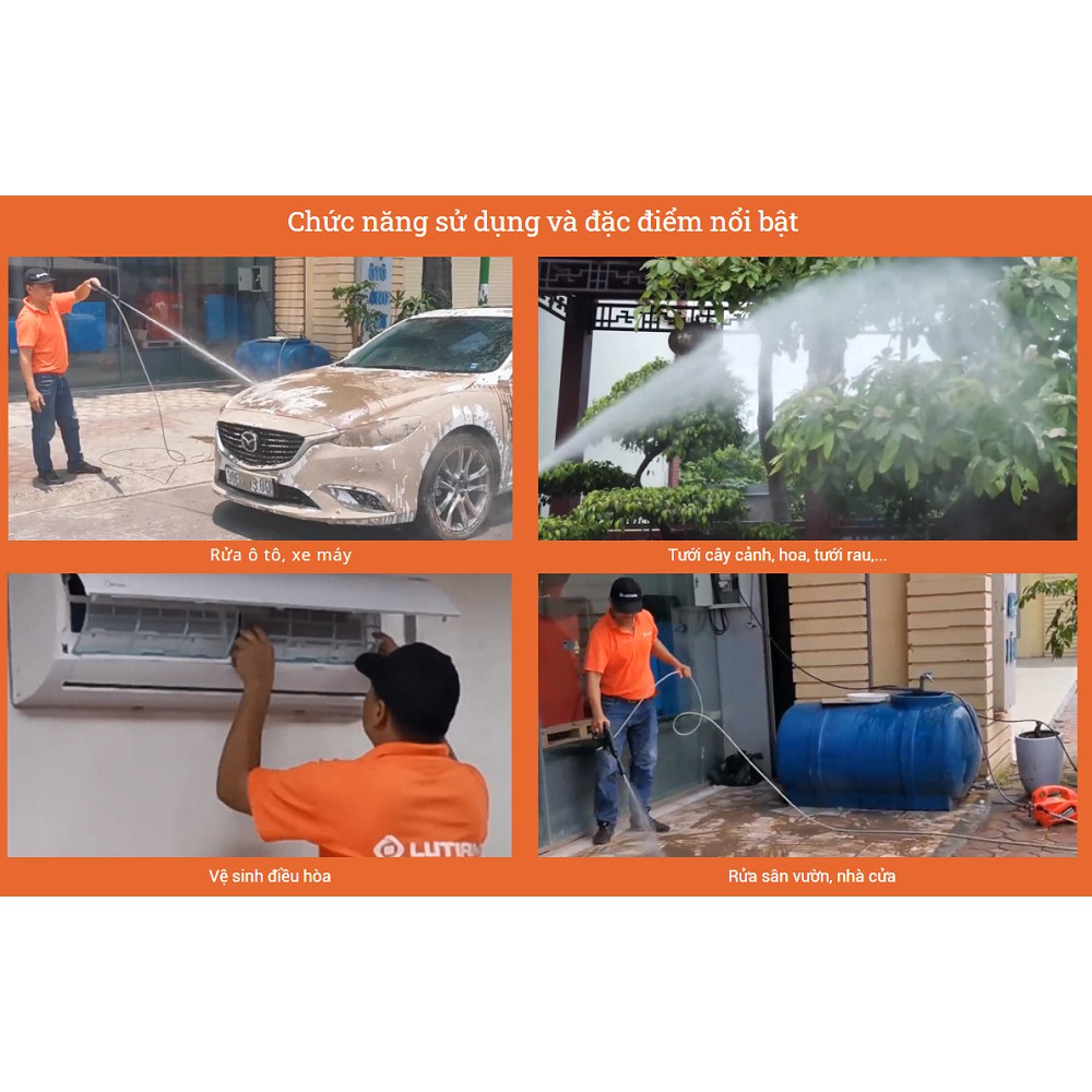 - Máy Rửa Xe 1600W Lutian LT210G-1600 - Hàng Sẵn