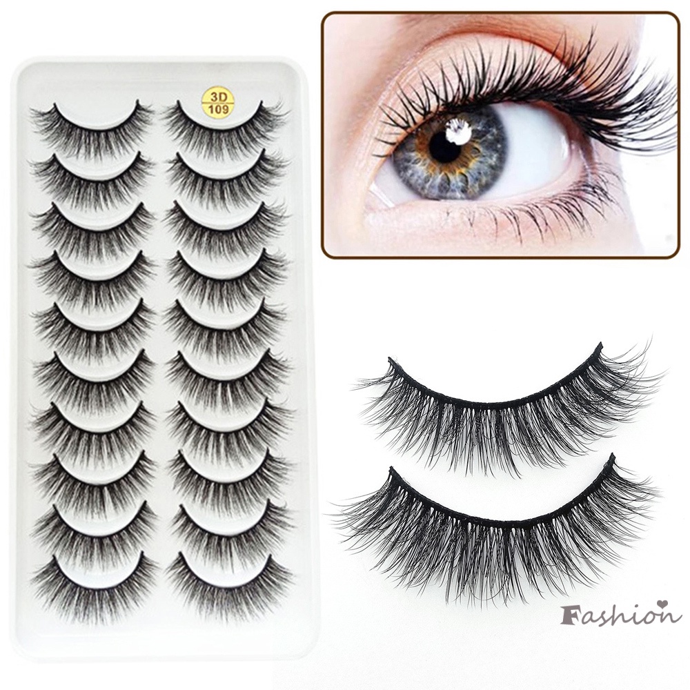 Set 10 Cặp Lông Mi Giả 3D Mềm Mại Tự Dính Dành Cho Nữ