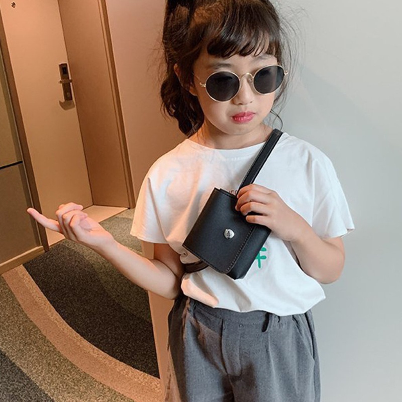 Túi Đeo Chéo Ngực Mini Màu Trơn Đơn Giản Thời Trang Mùa Hè Cho Bé Trai / Gái