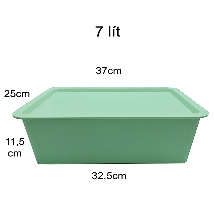 Thùng nhựa, hộp nhựa đựng đồ có nắp 7 lít, nắp có thể làm khay đựng. 37x25x11,5cm. P1530