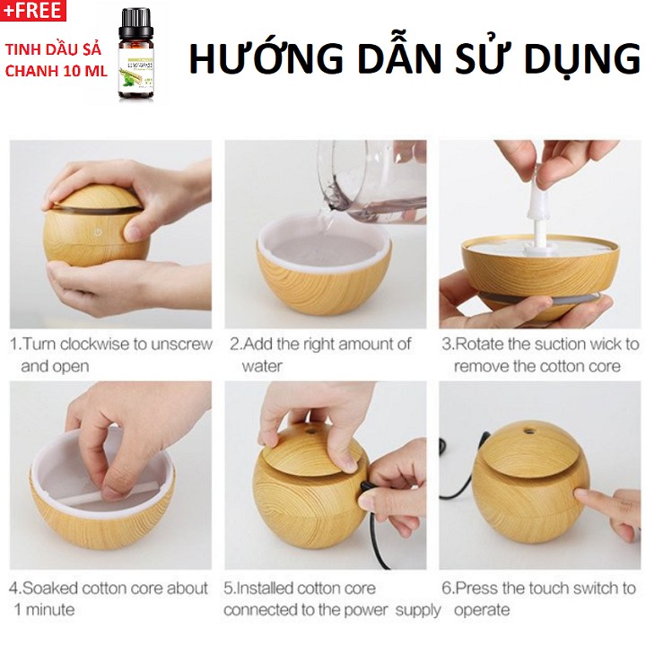 Máy Khuếch Tán Tinh Dầu, Phun Sương Vân Gỗ - Coconut Humidifier