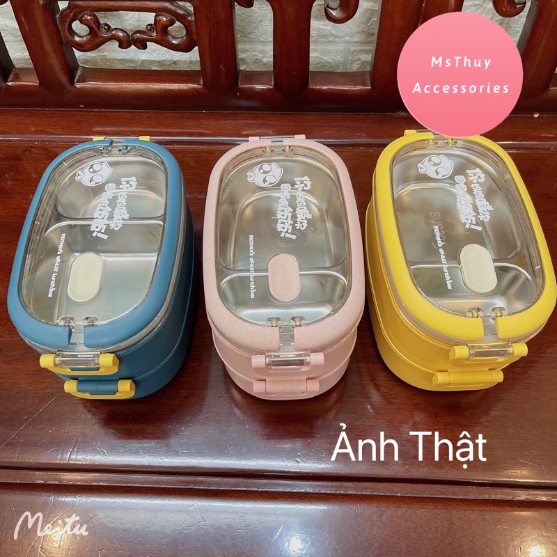 Hộp Cơm Giữ Nhiệt Hộp Cơm Văn Phòng Inox 2 Tầng Chống Gỉ Làm Từ Lúa Mạch An Toàn Cho Người Sử Dụng