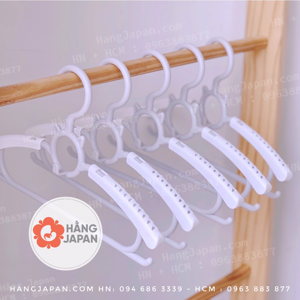 Bộ 5 móc treo quần áo hình mèo cho bé điều chỉnh được độ dài ngắn