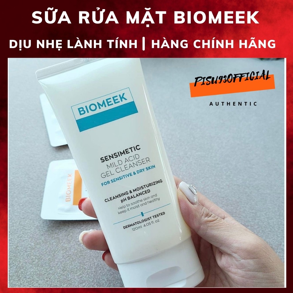Sữa rửa mặt sáng da, sạch sâu BIOMEEK Sensimetic mild acid gel cleanser - Sữa rửa mặt huyết tế bào Hàn Quốc