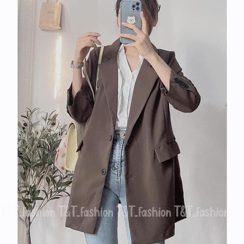Áo blazer nữ form rộng hai lớp hai cúc có túi ngực/ Áo Blazer Ulzzang 2 lớp túi nắp mở form rộng | BigBuy360 - bigbuy360.vn