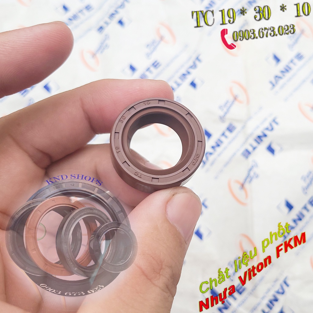 Phốt dầu Viton chịu nhiệt TC 19*30*10, Phớt lò xo chặn nhớt cho máy bơm hóa chất trong bể dung môi | KND Shop