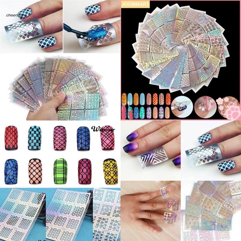 Set 24 Giấy khuôn vẽ móng siêu tiện lợi