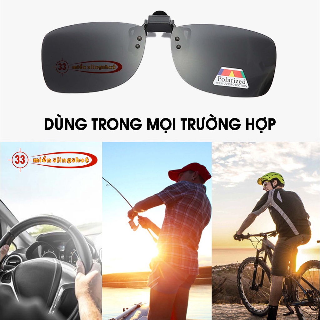 Kính râm phân cực khi nhìn mặt hồ dạng kẹp, không có gọng (Kính râm cho người cận, viễn, săn bắt cá nhìn chống lóa)
