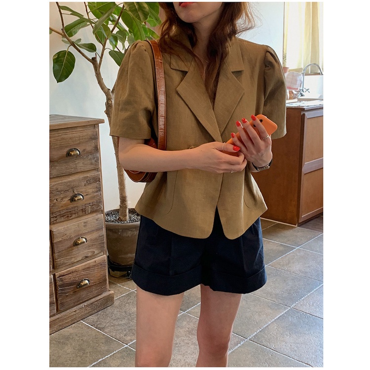 Áo vest tay lửng dáng ngắn nâu tây | BigBuy360 - bigbuy360.vn