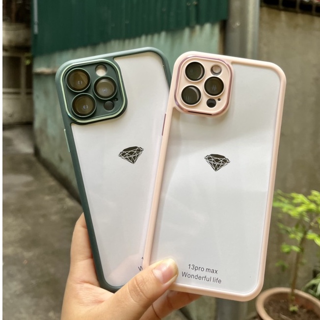 CHÍNH HÃNG Ốp X&amp;M LƯNG TRONG cứng chống ố viền màu bảo vệ Camera iPhone 11 12 13 / MINI / PRO / MAX