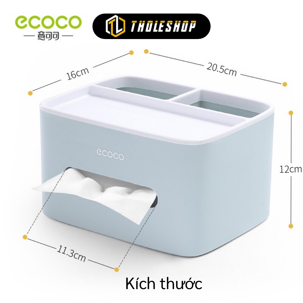 Hộp Đựng Giấy Ăn - Hộp Đựng Khăn Giấy Ecoco Có Ngăn Để Đồ, Trang Trí Nhà 8516