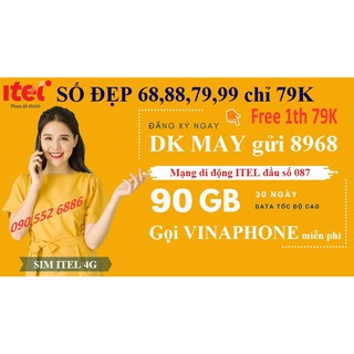 [Miễn phí tháng đầu] Sim 4G itel Mạng Vinaphone Gói May -Data 90Gb (3Gb/ngày) – Gọi Miễn Phí +60 SMS – Sim 4G Giá Rẻ