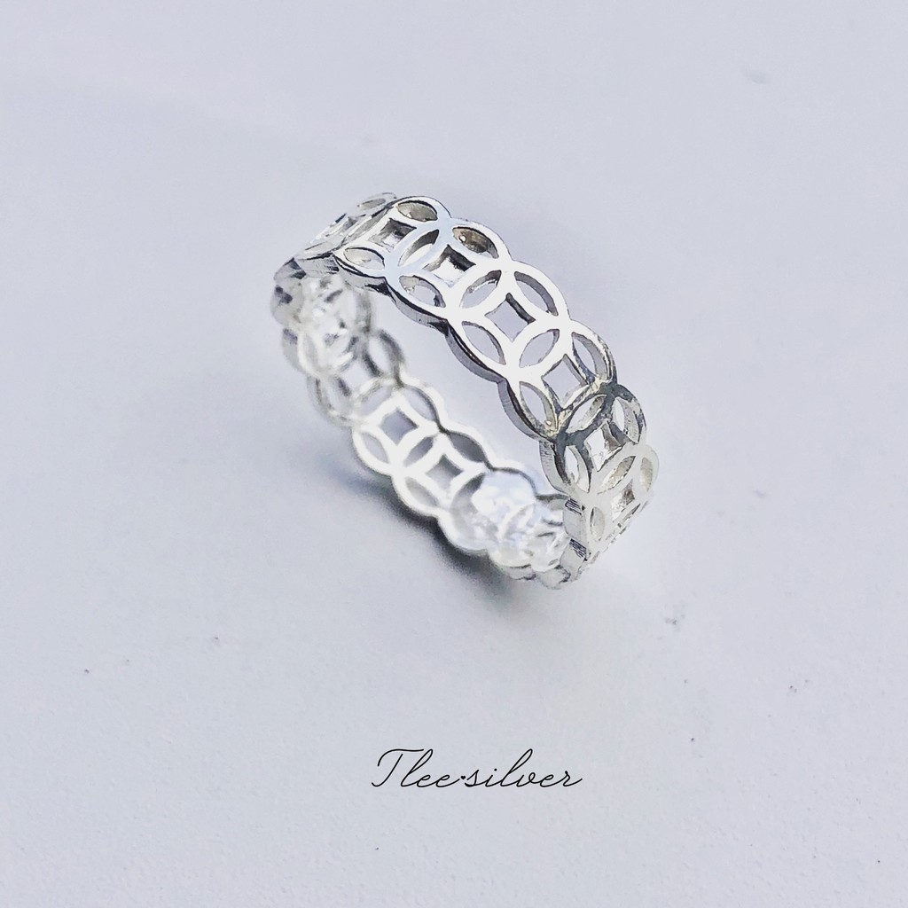 Nhẫn bạc Tlee, nhẫn kim tiền trơn basic- TleeSilver