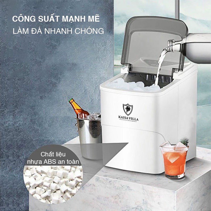 Máy làm đá viên mini tự động KAISA VILLA chính hãng, đông đá nhanh trong 6 phút, bảo hành 1 năm