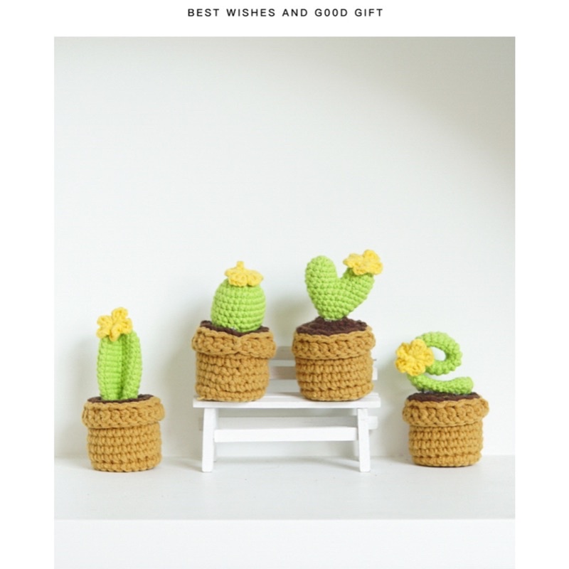 DIY Gói Nguyên Liệu - Combo 4 Chậu Xương Rồng    - Quà Tặng Handmade Tự Làm Decor [Có hướng dẫn]
