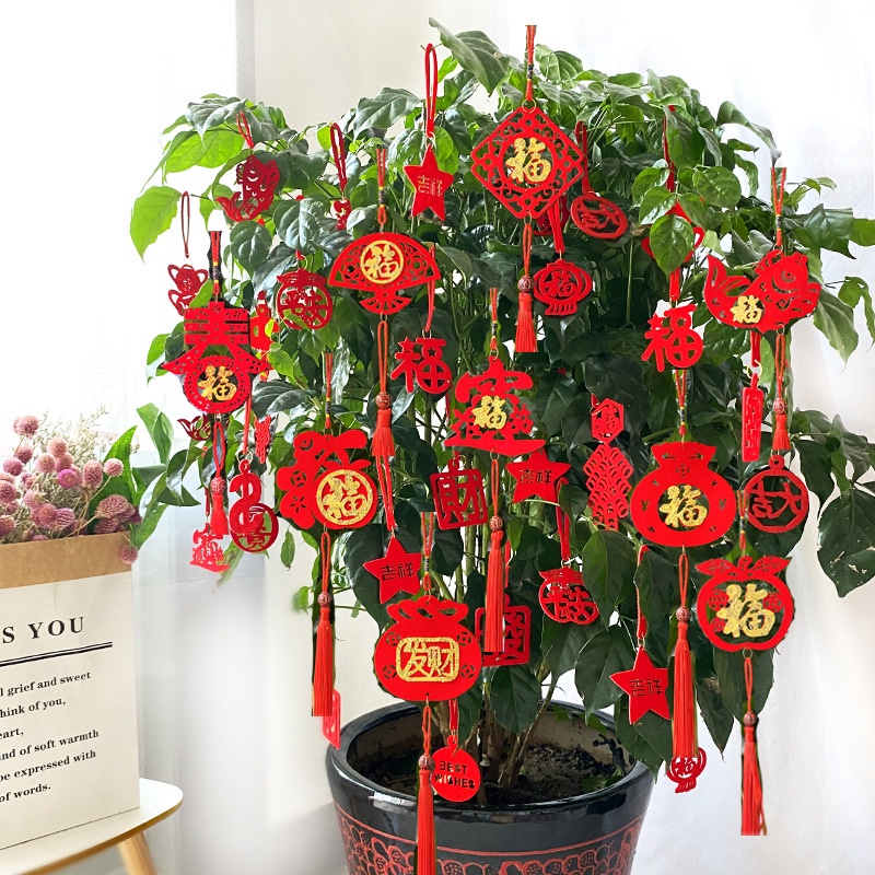 Bộ 8 chậu cây treo trang trí mừng năm mới
