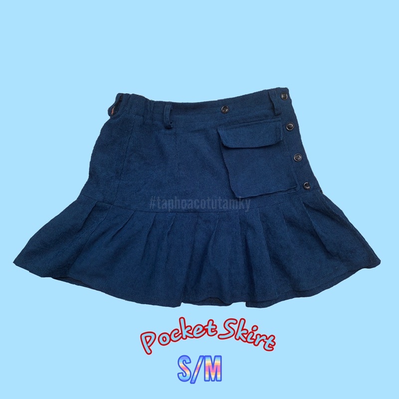 #taphoacotutamky #bestseller Chân váy Túi hộp gài nút lệch hông - Pocket Skirt