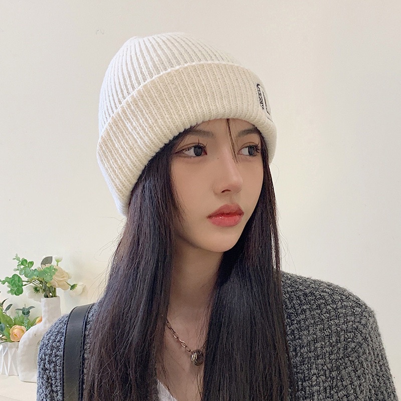 Mũ len nam nữ trùm đầu hoạ tiết thêu chữ C , phụ kiện thời trang nữ hàn quốc