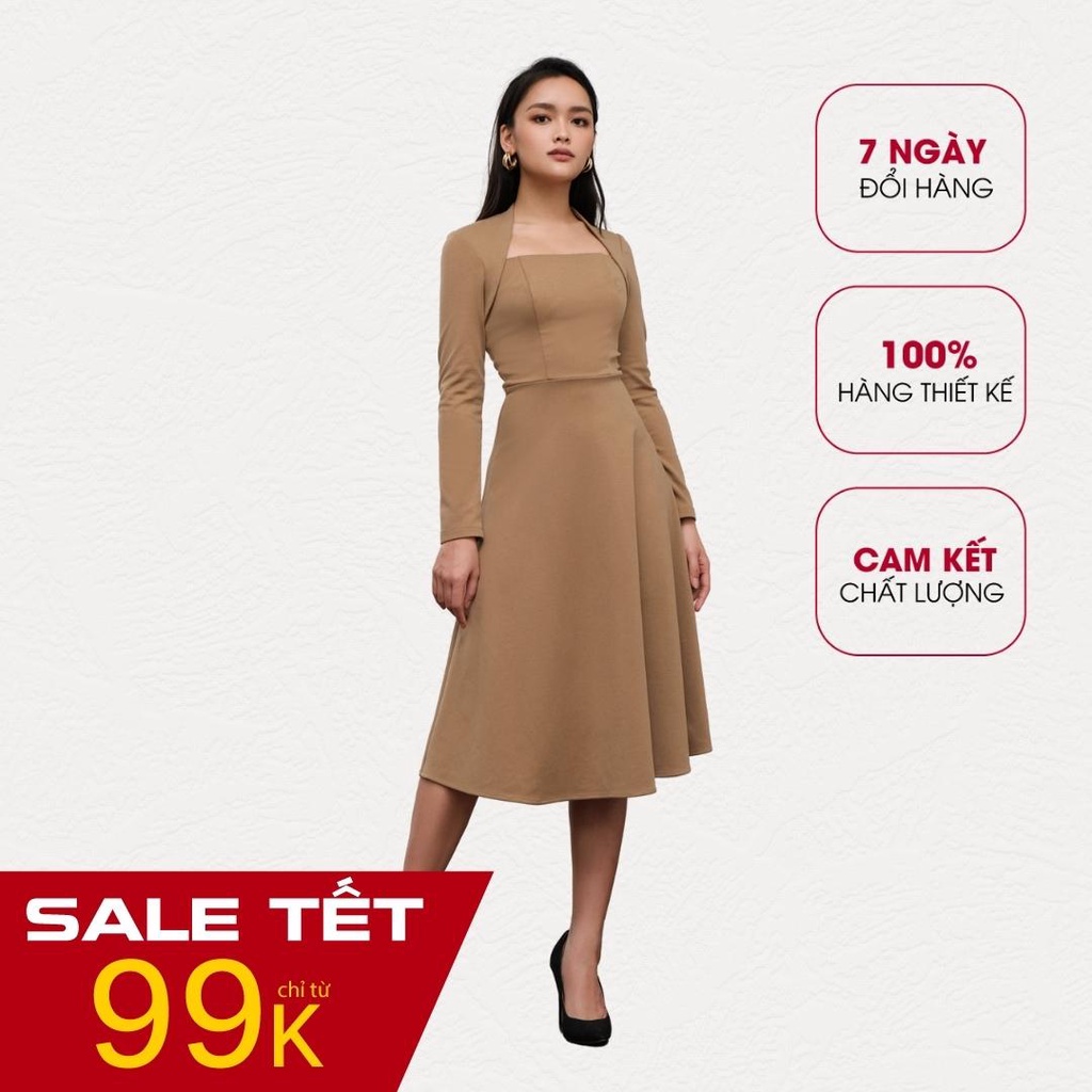 Váy đầm nữ Isabella MAIIMER cổ vuông