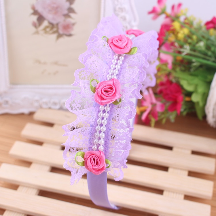 Cài tóc băng đô hàn quốc ren lưới hoa hồng cho bé BE13