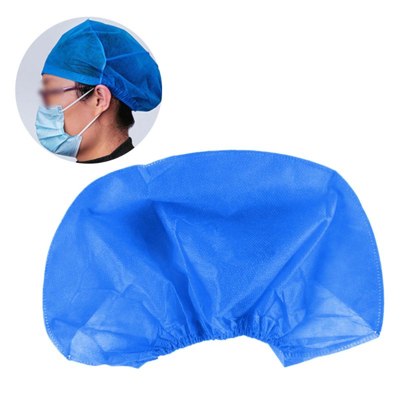 Set 10 Mũ Trùm Đầu Làm Việc Bằng Vải Không Dệt Co Giãn Chống Tĩnh Điện