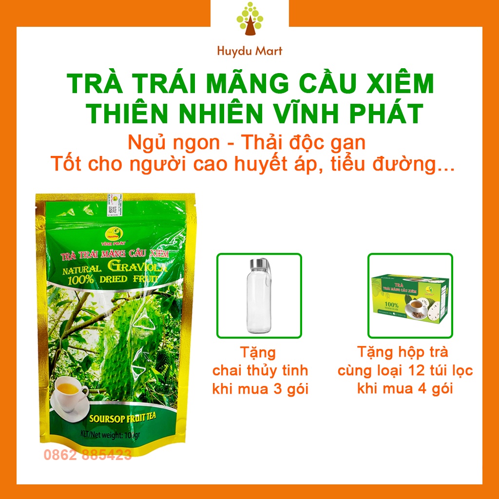 Trà trái mãng cầu xiêm Vĩnh Phát, trà mãng cầu xiêm Vĩnh Phát có chứng nhận HACCP, FDA...thơm ngon