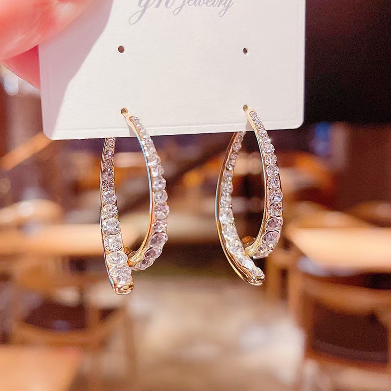 Bông tai hợp kim đính đá xinh xắn thời trang cho nữ