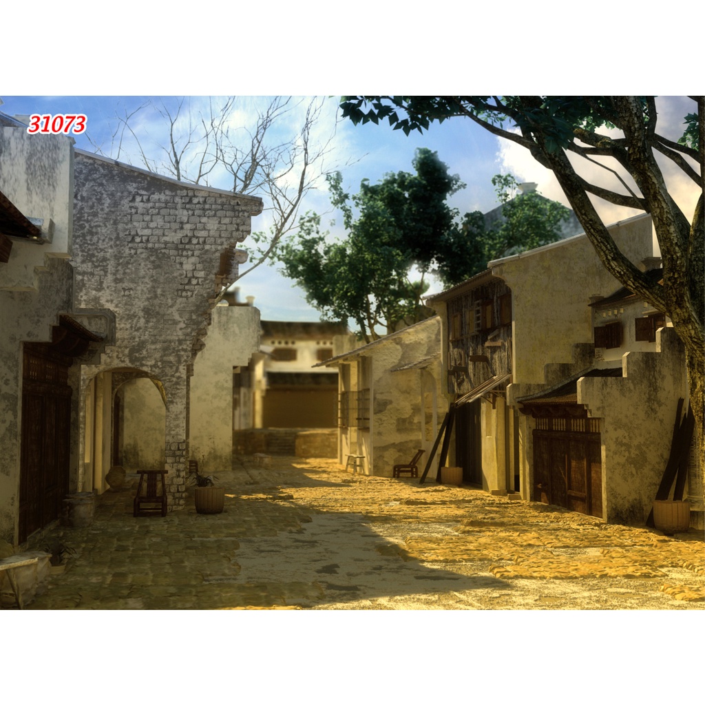 Tranh lụa 3D trang trí quán ăn, quán nướng hẻm phong cách đường phố, hẻm phố Hà Nội thập niên 80, 90