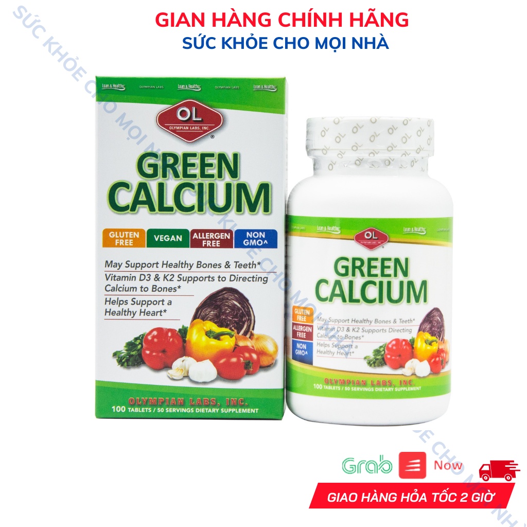 Viên Bổ Sung Canxi Hữu Cơ Olympian Labs Green Calcium Cho Bà Bầu Trẻ em Người Lớn.Lọ 100v