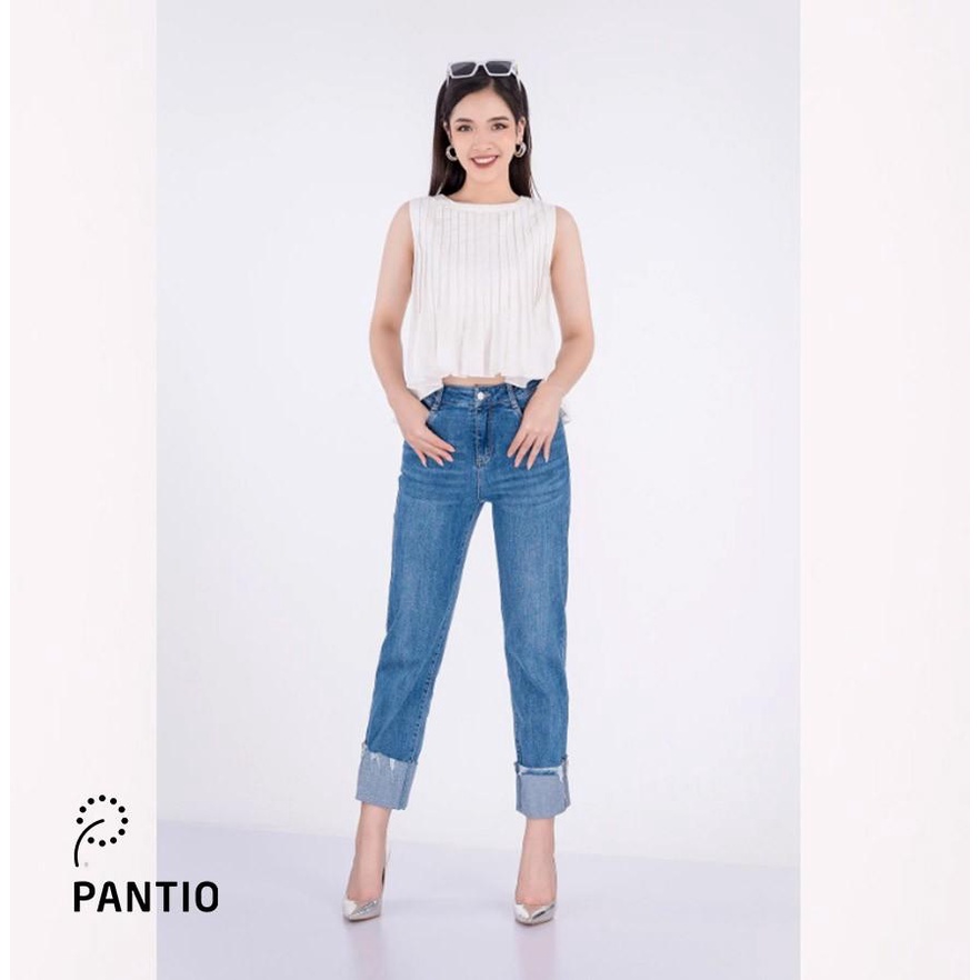 FAS33023 - Áo sơ mi chất liệu thô kate cổ tròn sát nách - PANTIO