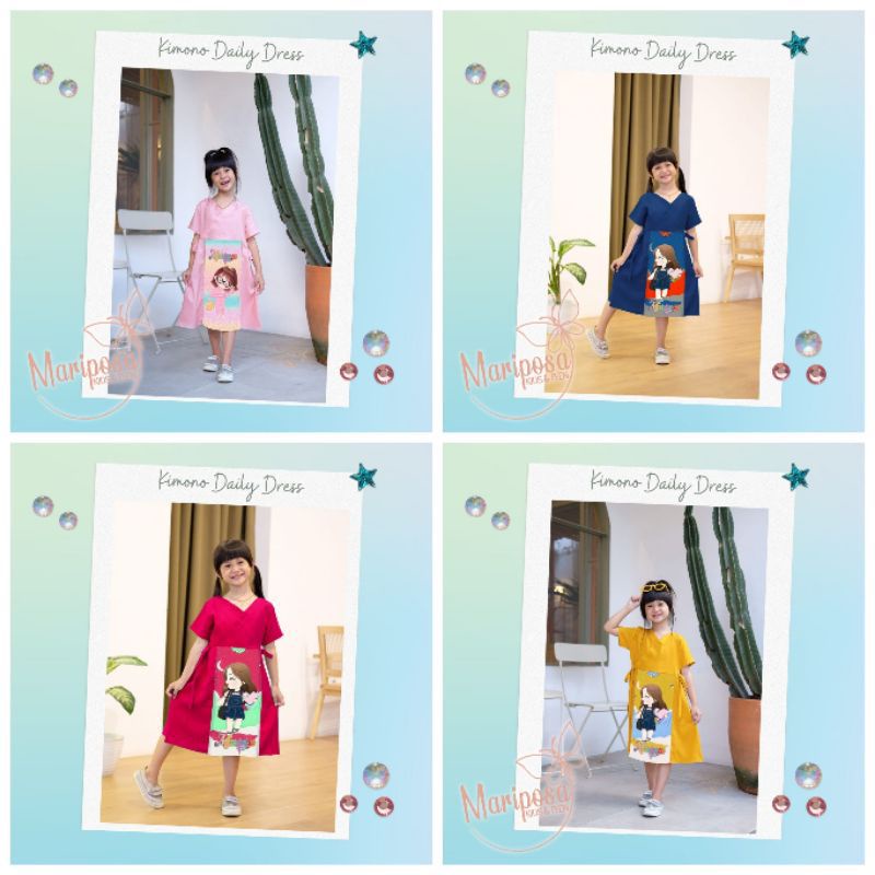 Đầm Nữ Thời Trang Thanh Lịch | Váy Trẻ Em Kimono MARIPOSA | Quần Áo Bé Gái | Kimono Trẻ Em Xinh Đẹp Cô Gái Vui Vẻ |Mariposa Trẻ Em & Thanh Thiếu Niên KIMONO Loạt Váy Hàng Ngày 2